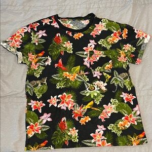 H&M Black Floral Short Sleeve Tee